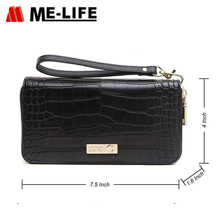 CLB009 PU leather wallet with zipper and large capacity